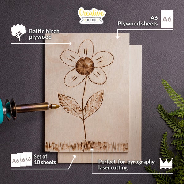 Creative Deco 10xA6 Holz Leinwand 3mm 148x105 ( +/- 2 ) mm