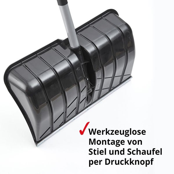 Schneeschaufel mit Werkzeugloser Montage von Stiel und Schaufel per Druckknopf
