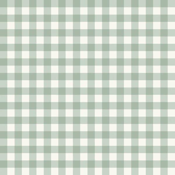 Tapete mit grün-weißem Karomuster.