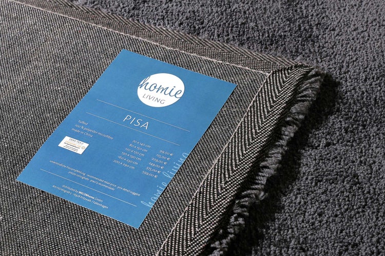 Teppich Anthrazit Hochflor Pisa  Homie Living 80x150 cm