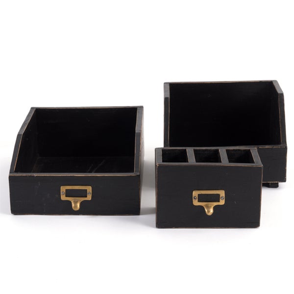 Organizer-Set Office 3-teilig Mahagoni Holz, mit beschreibbarer Tafel 09 voodoo - schwarz