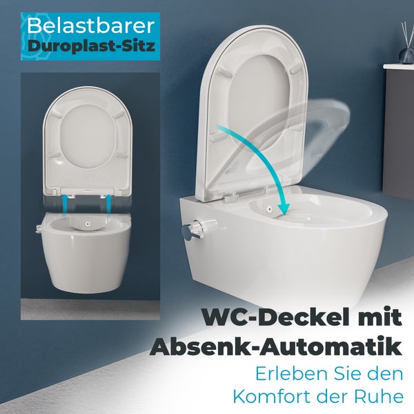 Wand-Tiefspül-WC mit Absenkautomatik und Duroplast-Sitz