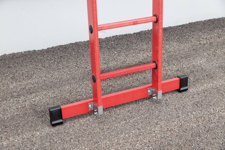 PROREGAL Sprossen-Anlegeleiter GFK mit Traverse 14 Sprossen