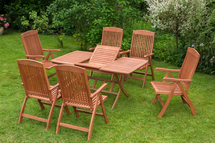 Maracaibo Set 7tlg., 6 Klappsessel, Klappausziehtisch 110 (160) x 90 cm
