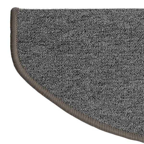 FLOORDIREKT Stufenmatte London - mit Umkettelung - Hellgrau - Halbrund - 23,5 x 65 cm