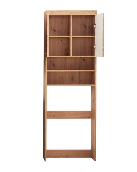 AmandaMando Waschmaschinenüberbau 2 Türen, 2 offene Fächer Eiche Dekor. 63 X 24 X 187 cm