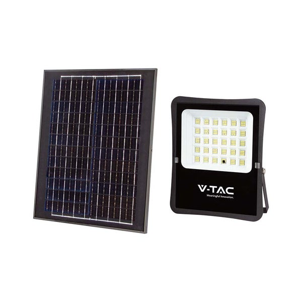 V-TAC VT-55300 - Solar-Flutlicht - IP65 - Schwarzes Gehäuse - 2400 Lumen - 6400K