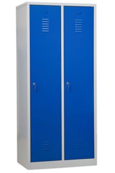 PROREGAL Garderobenspind Camel 2-Fach Mit Pro-Aufteilung HxBxT 180 x 80 x 50 cm Zylinderschloss Grau-Blau
