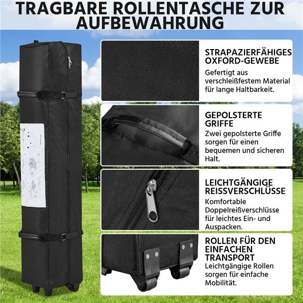 Tragbare Rollentasche zur Aufbewahrung mit strapazierfähigem Oxford-Gewebe, gepolsterten Griffen, leichtgängigen Reißverschlüssen und Rollen für einfachen Transport
