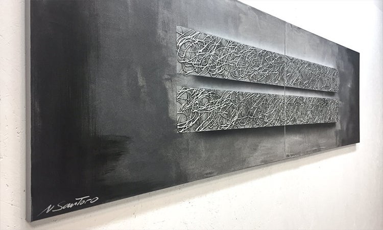Das moderne Wandbild -Energy Blocs- 200x60x2 cm handgemaltes Unikat
