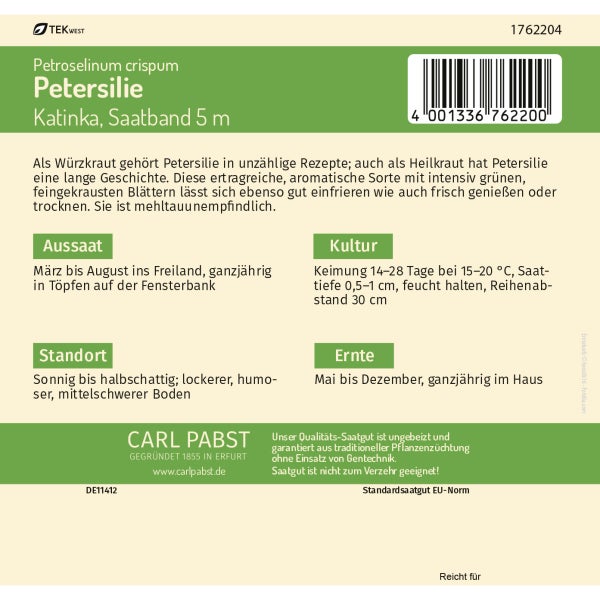Petersilie Saatband 5m Katinka Samen von Pabst Keimkraft