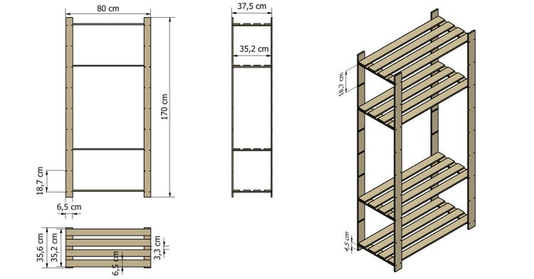 PROREGAL Holzregal Pinepeak HxBxT 170 x 80 x 38 cm 5 Fachboden 1,2 cm Dickes Kiefernholz Braun