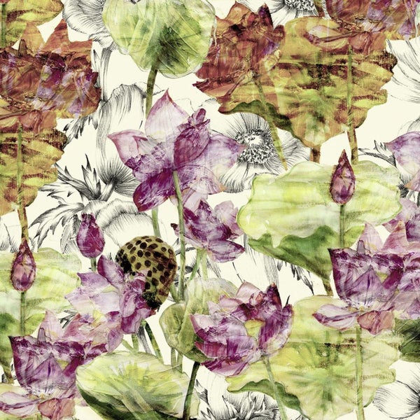 Nahtloses Muster mit Lotusblüten und -blättern