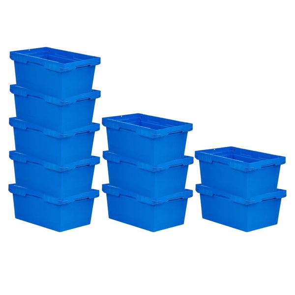 PROREGAL Mega Deal 10x Conical Mehrweg-Stapelbehälter Blau HxBxT 27,3 x 40 x 60cm 47 Liter Lagerbox  Eurobox  Transportbox  Transportbehälter