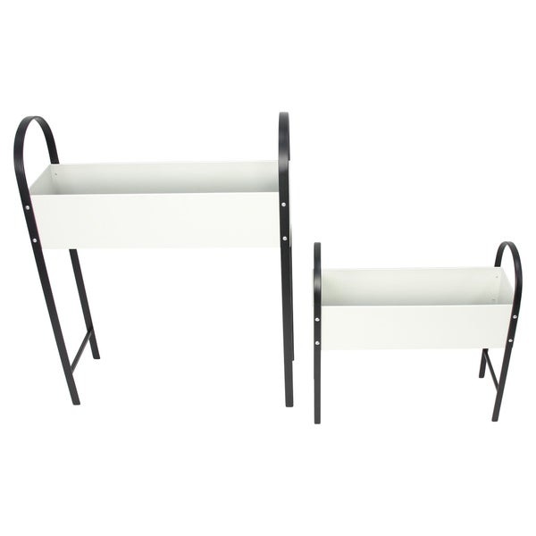 FRANK FLECHTWAREN | Pflanzer Retro, 2er Set, METALL, 45 x 17 x 43,5 cm, 55,5 x 19 x 71 cm