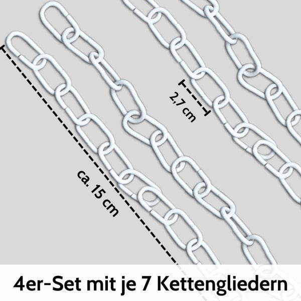 DEKAZIA® Gliederkette weiß matt | Deko Ketten Set aus 4 Gliederketten zum Basteln à 15cm | 2,7mm starke rostfreie Stahlkette Metall Kette Metallkette Weiße Kette Kette Zum Aufhängen