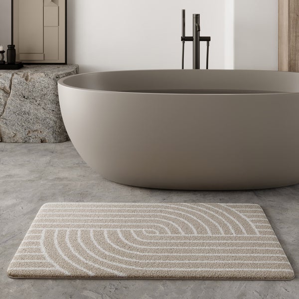 Badteppich Beige Weiß Hilda WECONhome Basics 80x150 cm