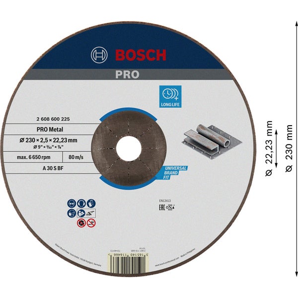 Bosch Logo Pro Metallscheibe, Durchmesser 230 x 2,5 x 22,23 mm