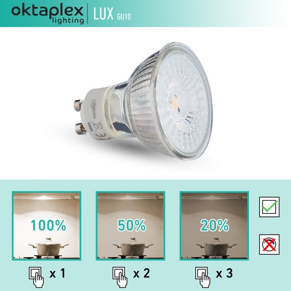 Oktaplex Lux GU10 3-Step Dimmbar 6er Set LED 2700K Warmweiß 400lm 4,8W 230V