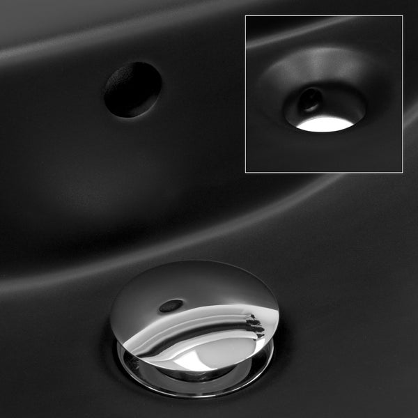 ML-Design Waschbecken aus Keramik in Schwarz Matt, 61x45,5x18,5 cm, Aufsatzwaschbecken mit Überlauf und Hahnloch, Moderne Waschtisch, Waschschale Waschplatz Handwaschbecken, für Badezimmer/Gäste-WC