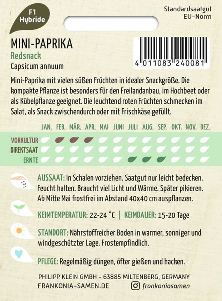 Mini Paprika Redsnack Saatgutpackung