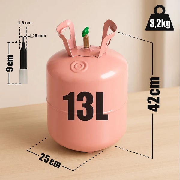 Helium Einwegflasche mit 13 Liter Füllvolumen und Ballonfüllventil