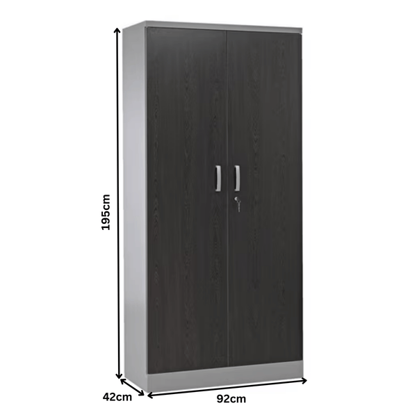 PROREGAL Aktenschrank Beetle 4 Fachböden HxBxT 195 x 92 x 42 cm Silber & Wenge