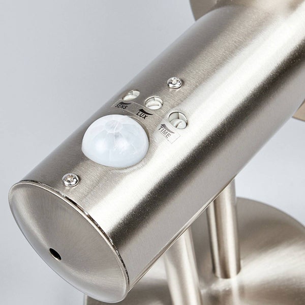 Lindby Wandleuchte außen Nada mit Bewegungsmelder (spritzwassergeschützt (Modern) in Alu aus Edelstahl (1 flammig, E27) - Wandlampe für Außenwand/Hauswand Haus Terrasse und Balkon