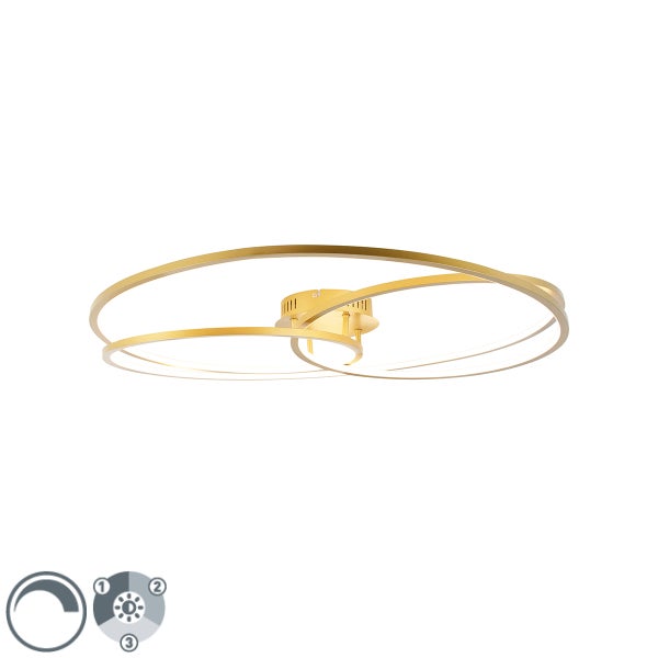 Deckenleuchte Gold 78 cm inkl. LED 3 Stufen dimmbar - Rowin