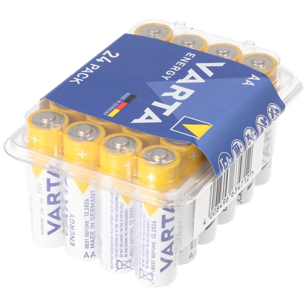 Varta Energy AA Mignon Alkaline Batterien in der Packung mit 24 Stück.