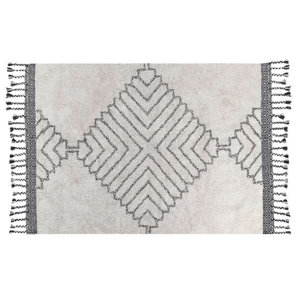 Teppich ERAY Hellbeige 140 x 200 cm Baumwolle