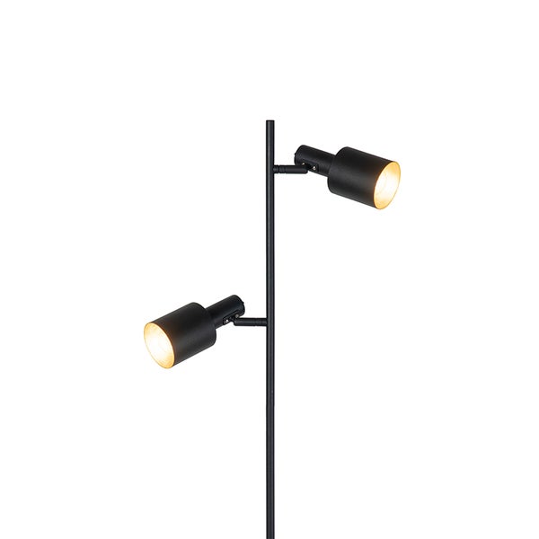 Schwarze Stehlampe mit zwei Spots