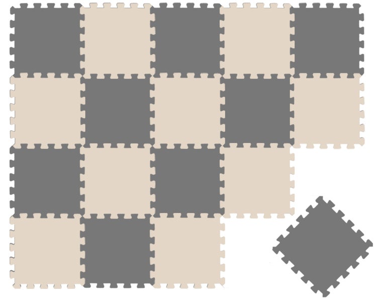 Ineinandergreifende Bodenschutzmatten aus Schaumstoff, quadratische Puzzlemattenteile für Fitness- oder Spielbereiche.