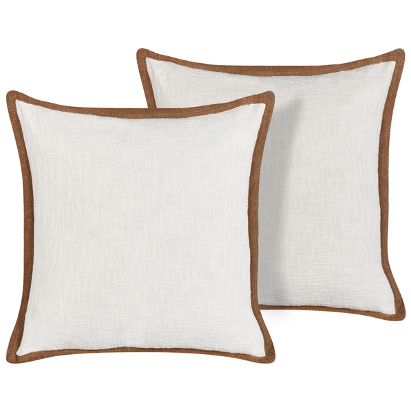 Dekokissen 2er Set IANTHE Baumwolle 45 x 45 cm Cremeweiß Ohne Muster