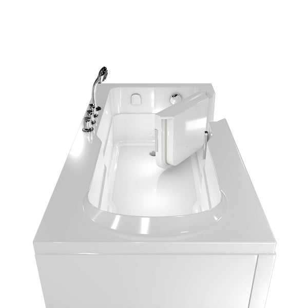 Begehbare Badewanne mit Duscharmatur und Tür