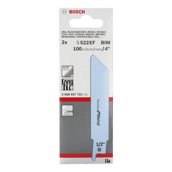 Bosch 2x Säbelsägeblatt S 522 EF Flexible for Metal - 2608657721
