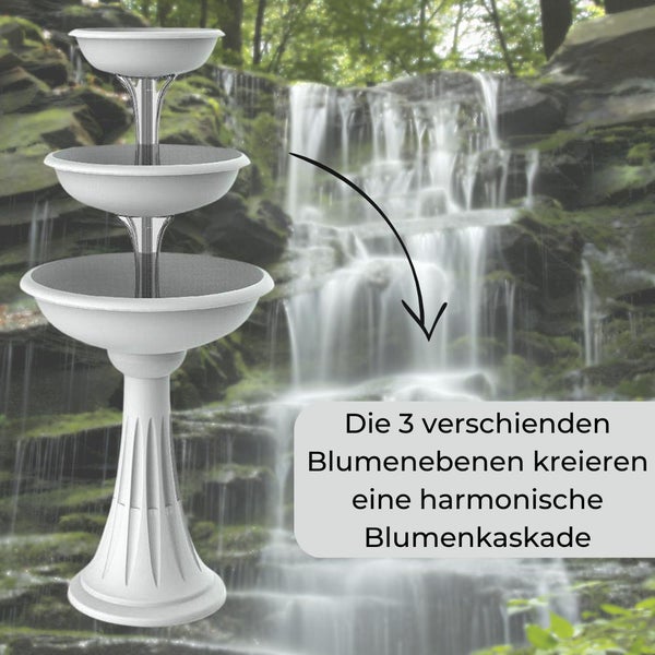 Blumenständer mit 3 Schalen Blumensäule Pflanzensäule Pflanzentreppe Pflanzschale Kräutertopf Pflanzenschalen Grau