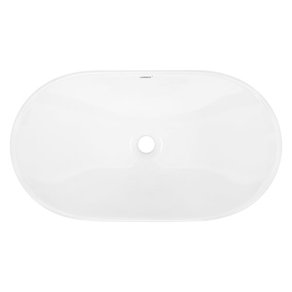 ECD Germany Design Waschbecken Waschtisch 640 x 365 x 130 mm aus Keramik Weiß - Aufsatzbecken Aufsatzwaschbecken Handwaschbecken Aufsatzwaschtisch Spülbecken Wasserfall Waschschale Waschschüssel
