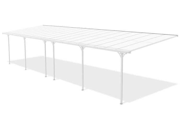 Angebaute Pergola/Carport 33m² KLEO 1100L300 Aluminium Weiß