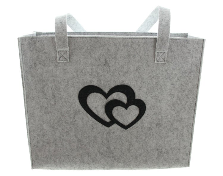 FRANK FLECHTWAREN | Filztasche Herzduo, FILZ, 39 x 32 x12 cm