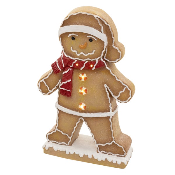 Lebkuchenmann Dekofigur mit LED Beleuchtung fuer weihnachtliche Innendekoration