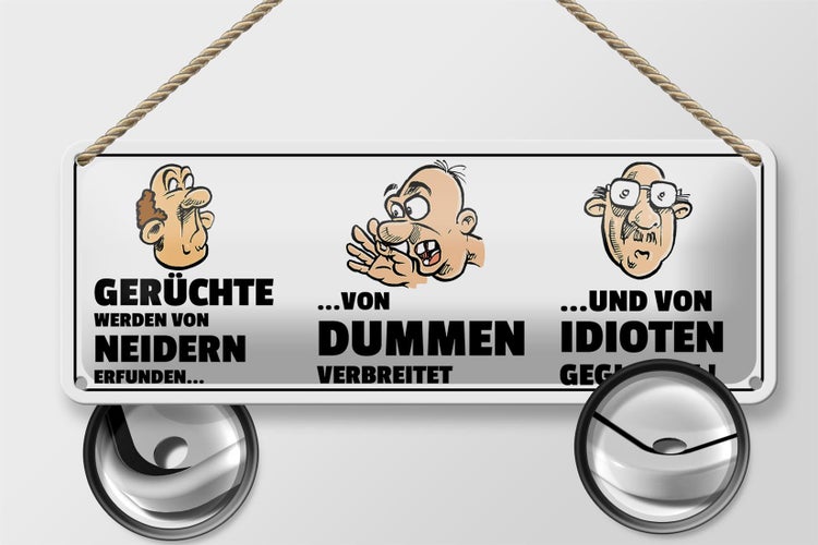 Blechschild Spruch 27x10cm Gerüchte werden von Neidern Dekoration