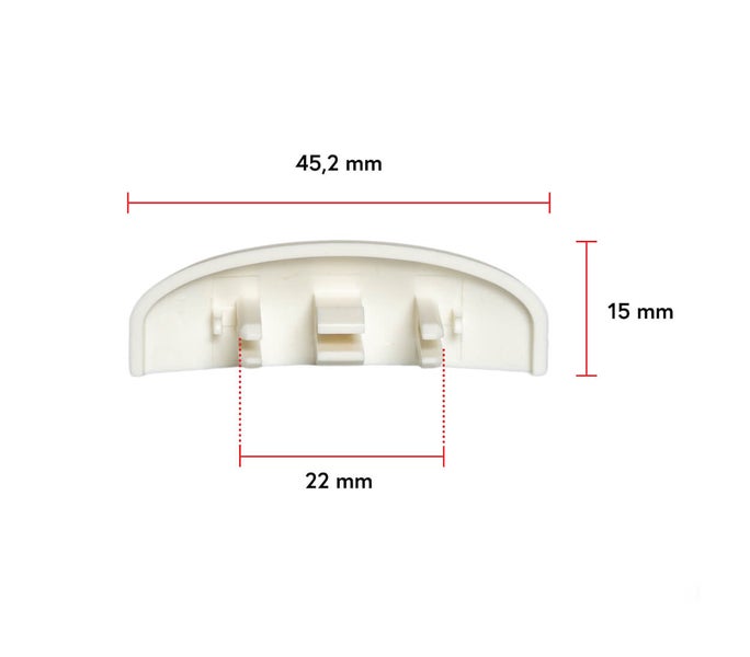 Abdeckung mit Maßen 45,2 mm, 15 mm und 22 mm