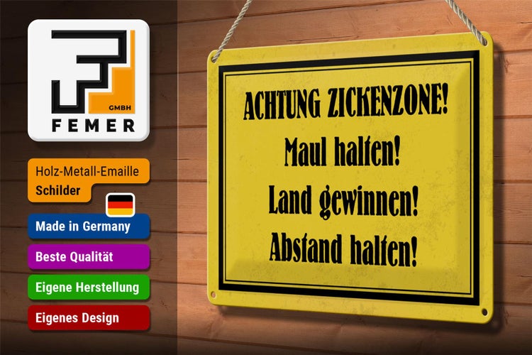 Blechschild Spruch 30x20cm Achtung Zickenzone Schild