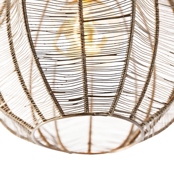 Drahtgeflecht-Hängeleuchte mit Glühbirne