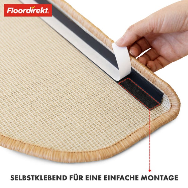 FLOORDIREKT Stufenmatte London - mit Umkettelung - Apricot - Halbrund - 23,5 x 65 cm