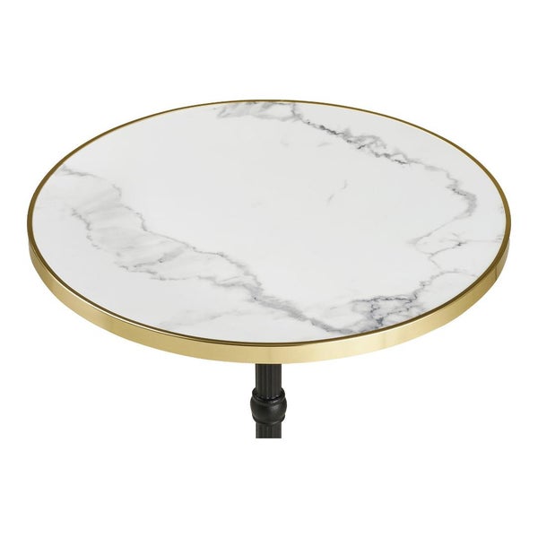 Runder Tisch mit Marmorplatte und Metallgestell