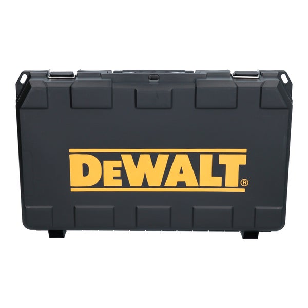DeWALT Werkzeugkoffer aus robustem Kunststoff mit DeWALT Logo auf der Vorderseite.