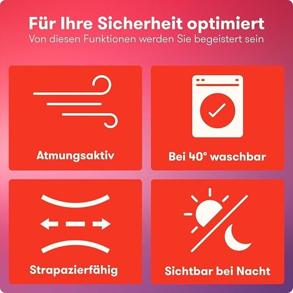 PURAHELP Warnwesten Auto 4er Set Europaweit gültig nach EN ISO 20471 - Reflektierende Warnweste Auto - Sicherheitsweste Auto Warnweste Orange - Warnschutzweste - Sicherheitswesten für Erwachsene