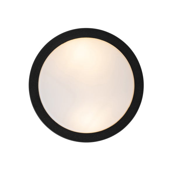 Runde LED-Deckenleuchte mit schwarzem Rahmen und weißem Diffusor.